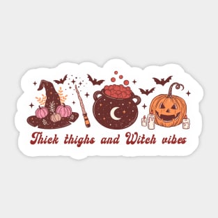 Retro Thick Thighs and Witch Vibes Sticker